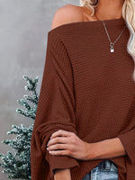 Waffle Knit Boat Neck T-Shirt