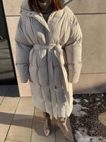 Longline Padded Winter Coat with Belted