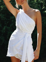 Ruched One-Shoulder Mini Dress - Ladyez