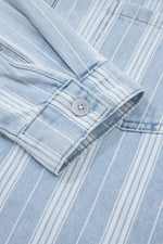 Stripe Boyfriend Chest Pocket Classic Denim Shacket