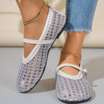 Woven Mesh Mary Jane Sandals with Buckle Strap
