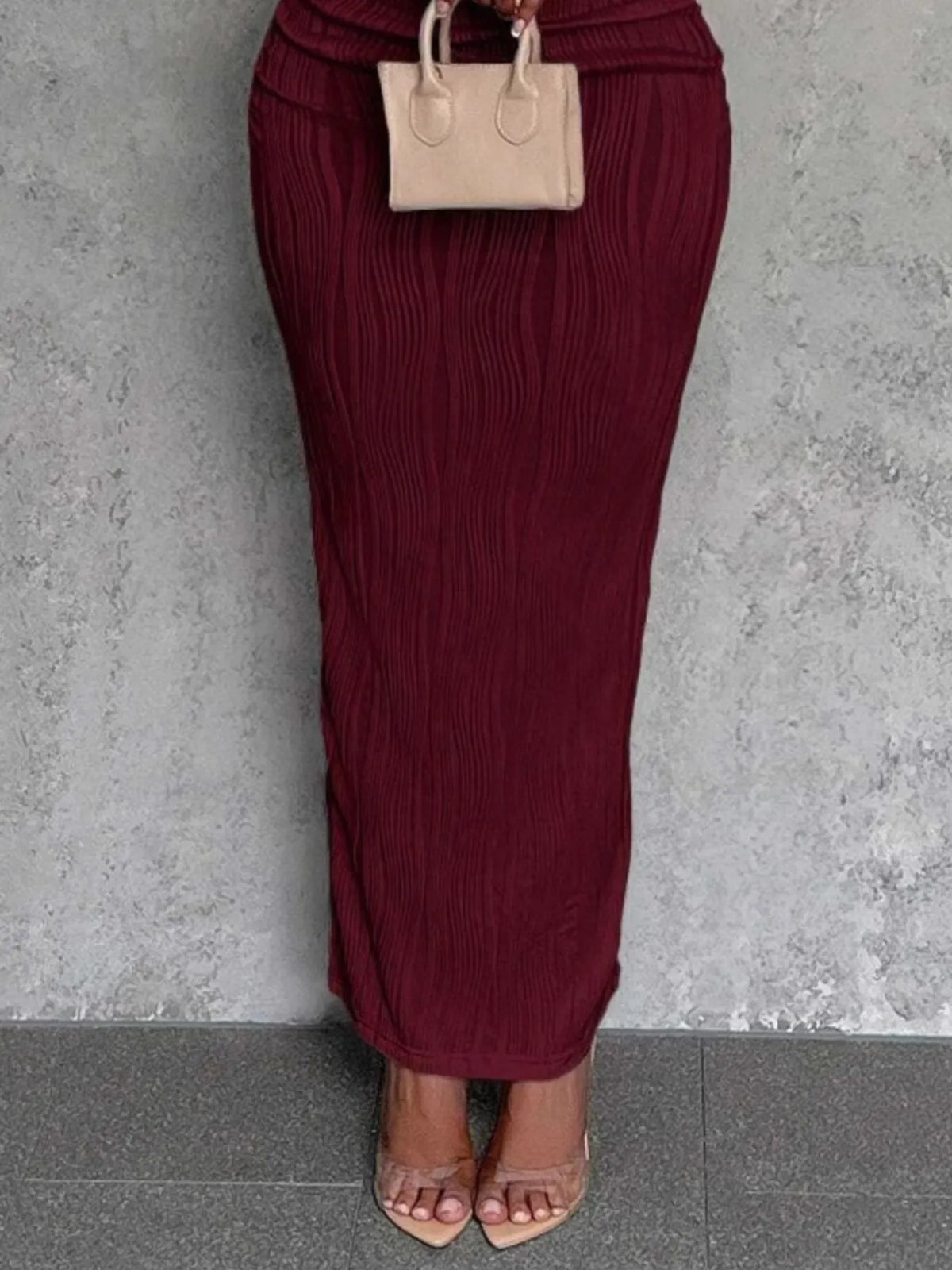 Textured Single Shoulder Bodycon Maxi Dress - Ladyez