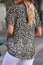 Flutter Sleeve Notched Floral Summer Blouse