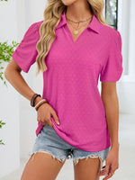 Eyelet Short Sleeve Blouse