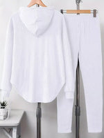 Textured Long Sleeve Hoodie and Pants Set