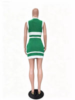 Contrast Trim Tank and Skirt Knit Set