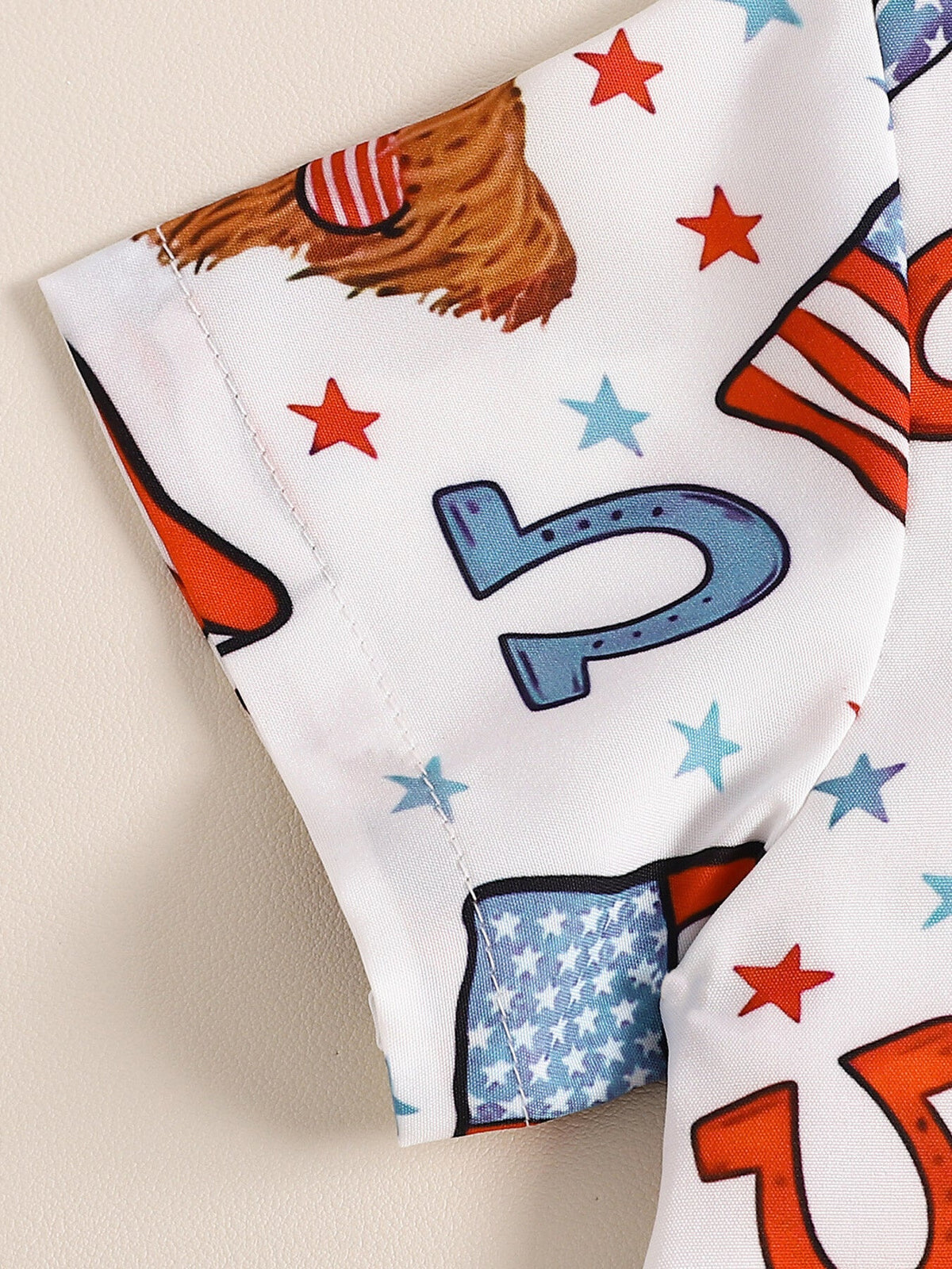 Children's American Flag Print Bow Tie Shirt & Shorts Set