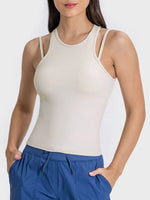 Millennia Cutout Round Neck Racerback Active Tank - Ladyez