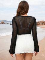Openwork Long Sleeve Cover-Up - Ladyez