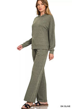 Zenana Ribbed Long Sleeve Hoodie