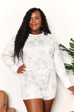 Double Take Floral Long Sleeve Top and Shorts Loungewear Set - Ladyez