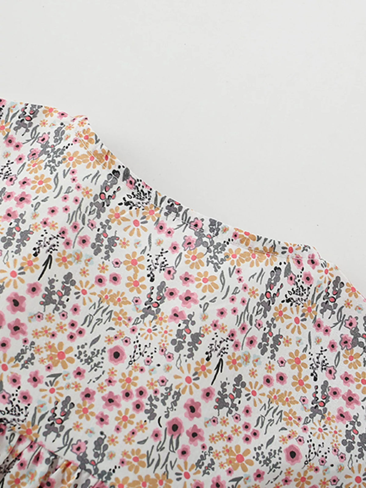 Children's Floral Print Button-Front Ruffle Sleeve Dress