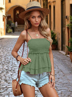 Smocked Ruffle Cami Top - Ladyez