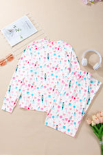 Printed Round Neck Long Sleeve Top and Pants Lounge Set - Ladyez