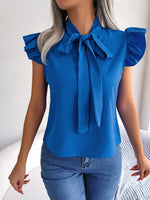 TieNeck Cap Sleeve Blouse