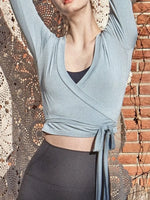 Tied Surplice Long Sleeve Top