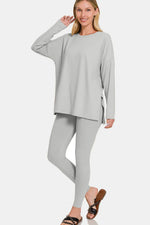 Zenana Full Size Brushed Microfiber Top and Leggings Lounge Set - Ladyez
