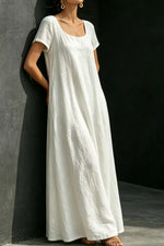 Full Size Casual Loose Short Sleeve Maxi Dress Plus Size