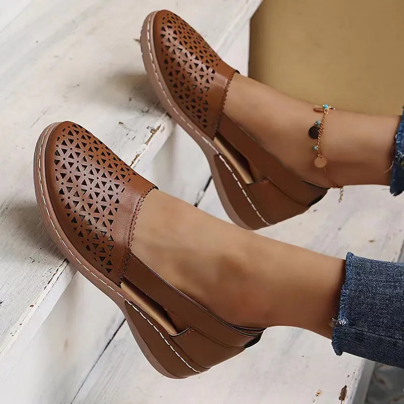 Cutout Round Toe Slip-Ons