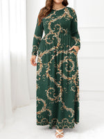 Plus Size Round Neck Maxi Dress with Pockets - Ladyez