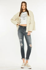 Kancan High Rise Distressed Ankle Skinny Jeans - Ladyez