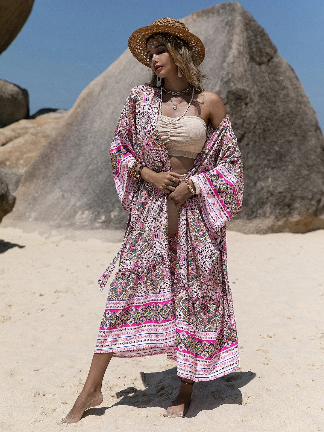 Printed Open Front Cover Up - Ladyez