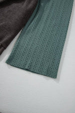 Color Block Waffle Knit Raw Hem Hoodie