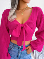 Tie-Front Cropped Sweater