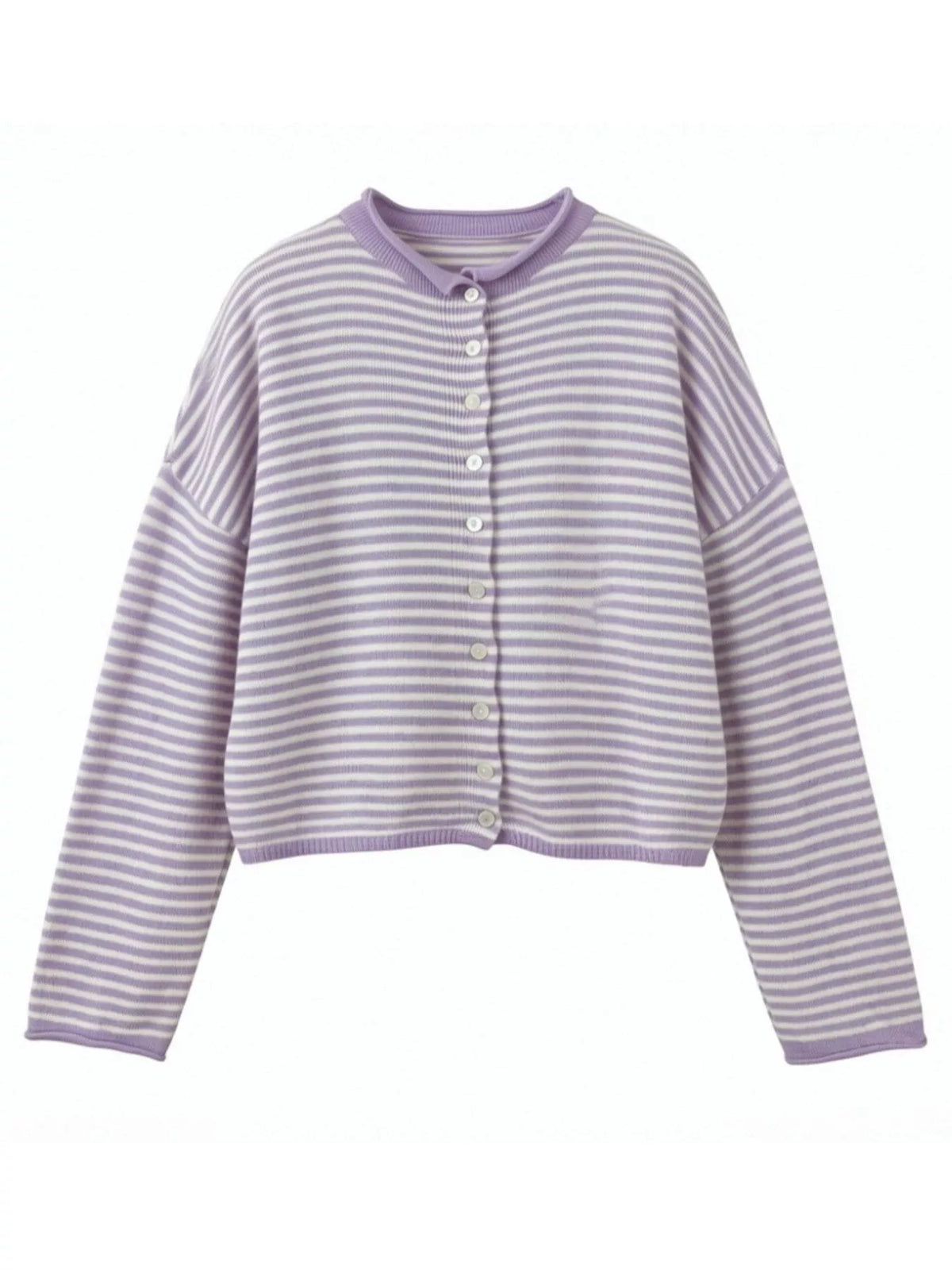 Button-Down Striped Knit Cardigan