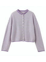 Button-Down Striped Knit Cardigan