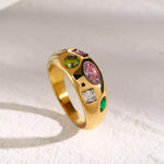 18K Gold-Plated Colorful Zircon Ring