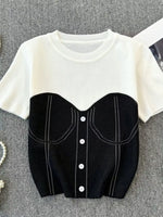 Color Block Short Sleeve Knit T-Shirt