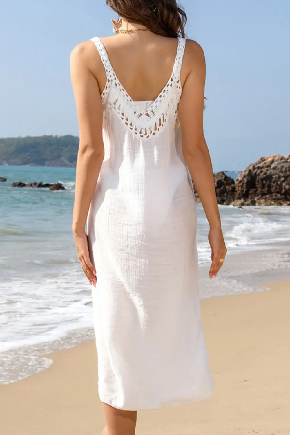 Slit Scoop Neck Wide Strap Cover Up - Ladyez