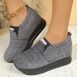 Round Toe Platform Slip-Ons