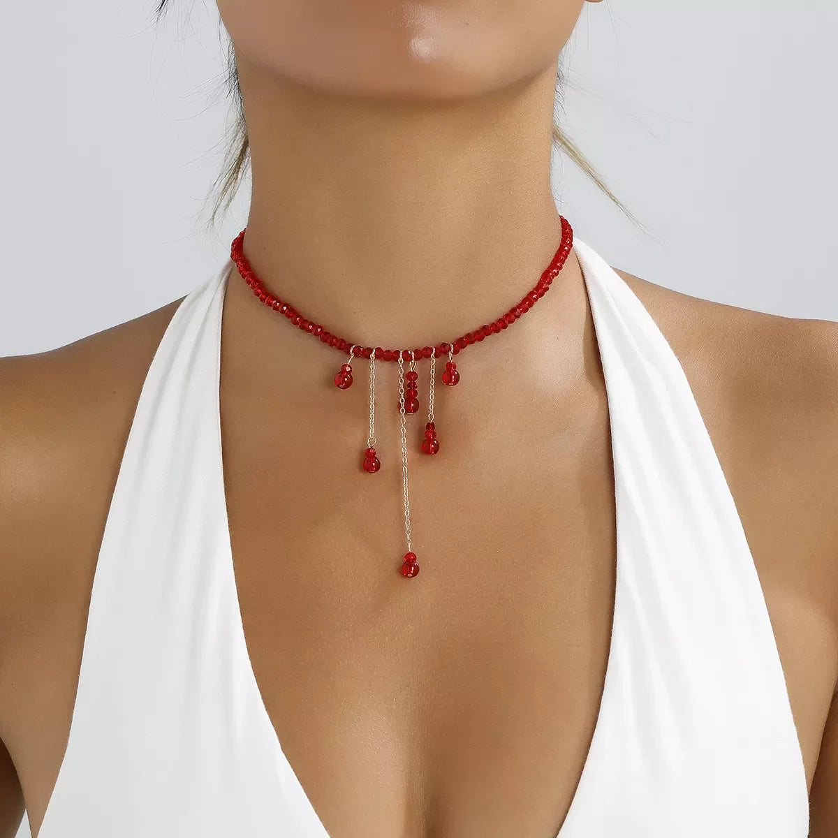 Gothic Beaded Tassel Necklace
