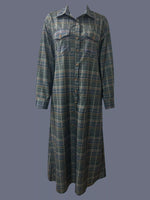 Plaid Button Front Maxi Shirt Dress