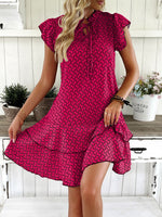 Full Size Ruffled Layered Printed Mini Dress Plus Size - Ladyez