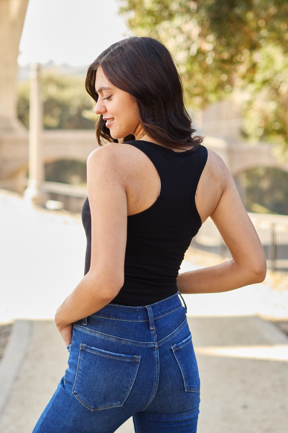 Zenana Racerback Tank Bodysuit - Ladyez