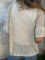 Full Size One Button Openwork Cardigan Plus Size