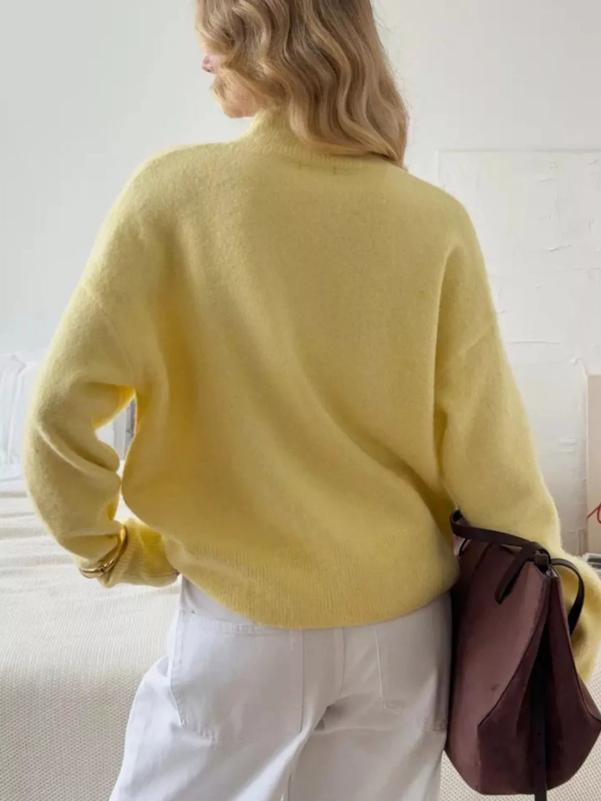 Mock Neck Dropped Shoulder Sweater