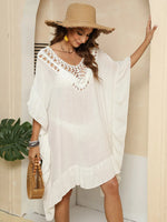 Cutout Ruffled Half Sleeve Cover-Up - Ladyez