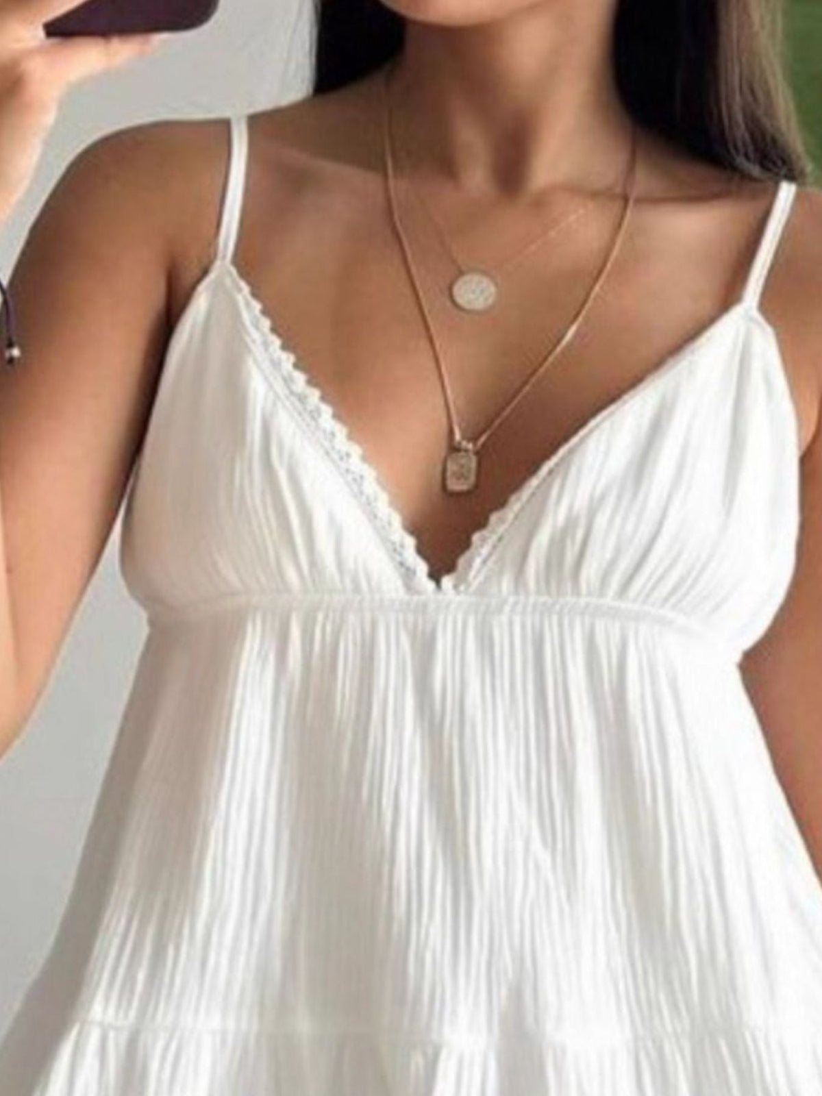 V-Neck Tiered Mini Dress