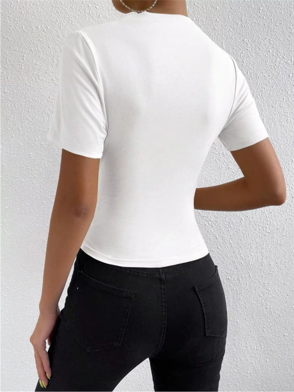 Elegant Draped Short Sleeve Top