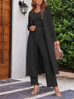 Round Neck Tank & Cardigan & Pants Set
