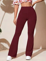 Full Size High-Waist Flare Active Pants Plus Size - Ladyez