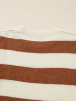 Stripe Drop Shoulder Sleeve Patchwork Baggy Sweater
