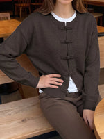 Chinese-Style Button Knit Cardigan
