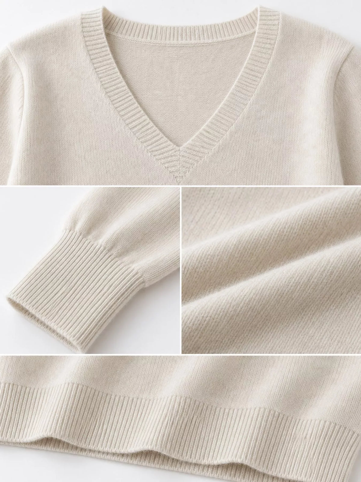 V-Neck Solid Color Sweater