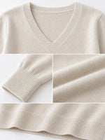 V-Neck Solid Color Sweater