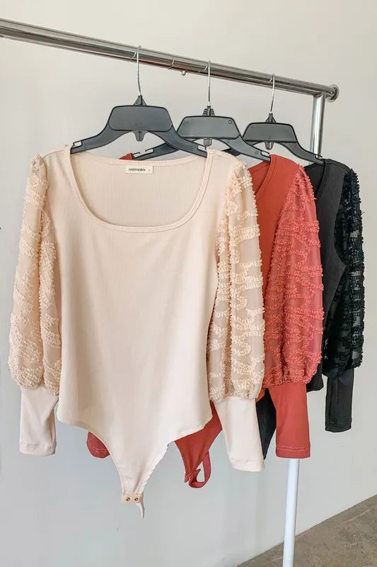 And The Why Textured Puff Sleeve Bodysuit - Ladyez